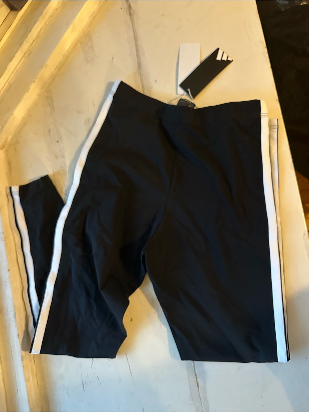 adidas Black Leggings with White Side Stripes